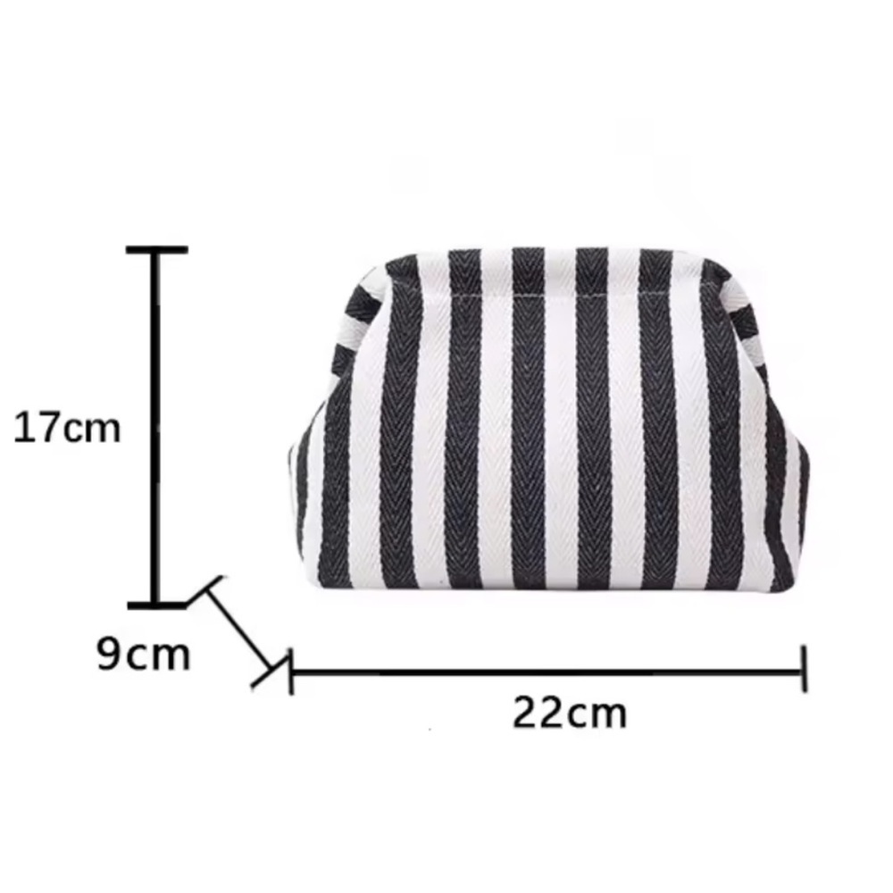 Red/White Striped Woven Crotchet Pouch - Picture 4 of 5